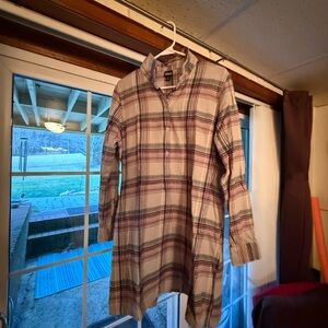 Patagonia Fjord Shirt Dress Womens L Plaid Flannel Long Sleeve with pockets